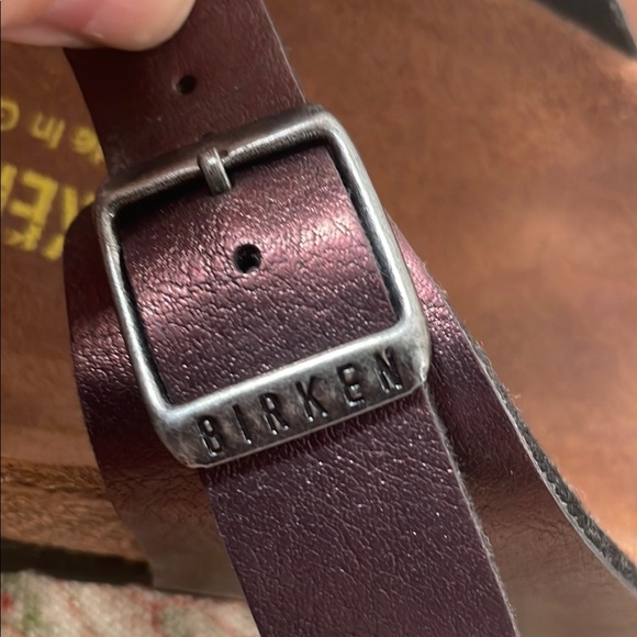 Birkenstock Gizeh Purple Natural Leather Thong Sandal Ergonomic Cork Footbed - Picture 5 of 11